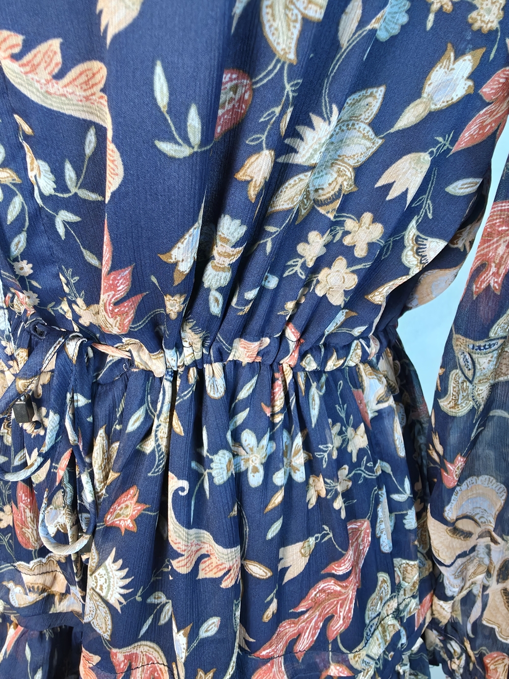 NWT Sam Edelman Clarice Floral Tiered Maxi Dress Navy Neon Bloom - Picture 3 of 8